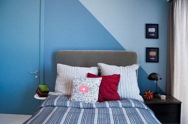 color blocked blue bedroom