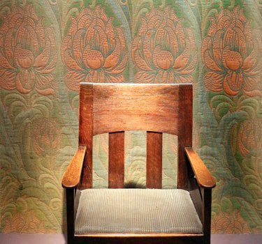 arts and craftsman style tapestry and chair