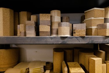 shelf with varying sizes of cork