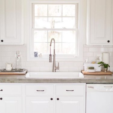 kitchen with concrete countertops