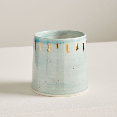 blue ceramic planter