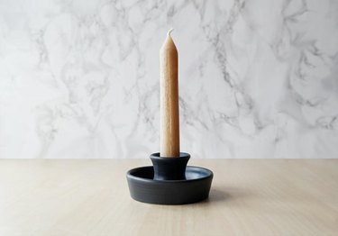 black ceramic candle holder