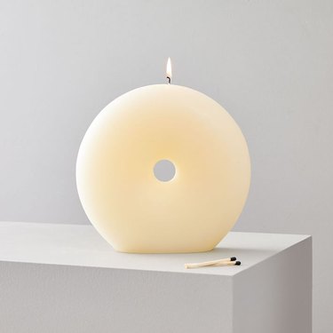 cream donut-shaped candle