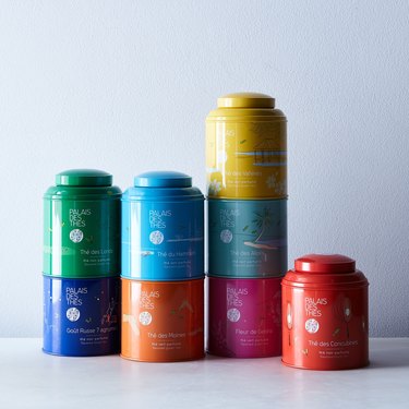 colorful tea cans