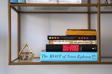 Bookcase styling with books