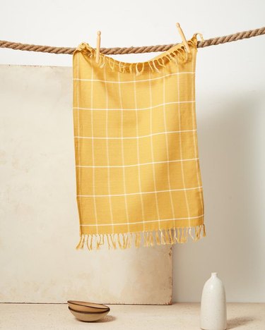 yellow grid towel