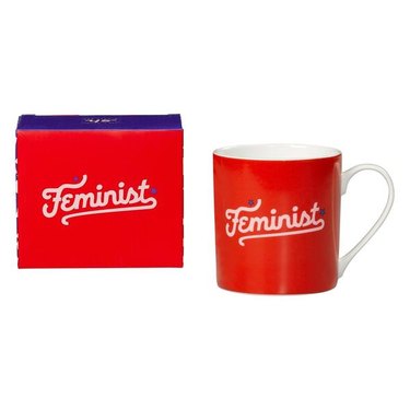 red feminist mug