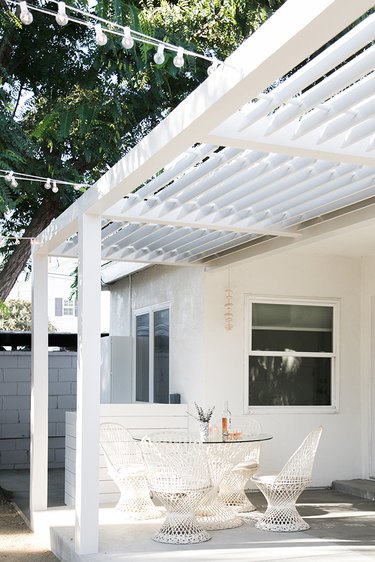 White small patio ideas with modern outdoor furniture