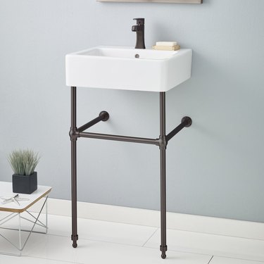 ceramic console bathroom sink with overflow