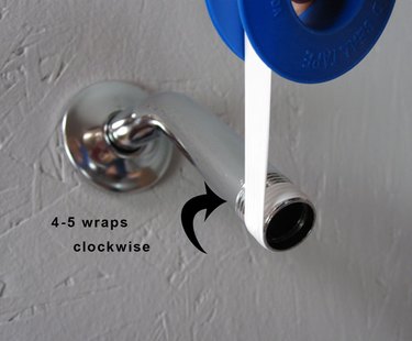 Thread-seal tape on shower arm.