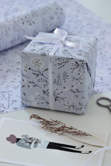 pale blue floral wrapping paper