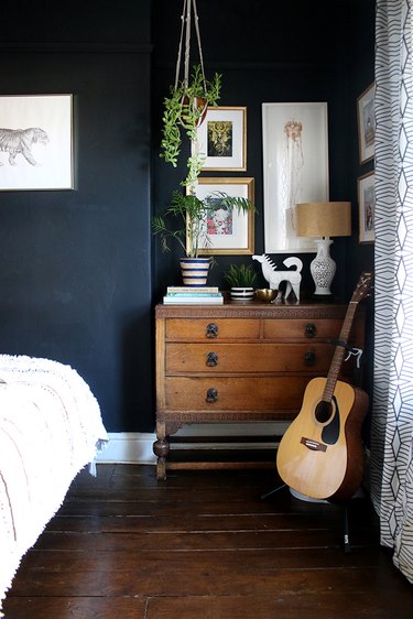 bedroom with wood flooring