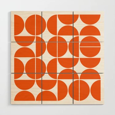orange geometric wood wall art
