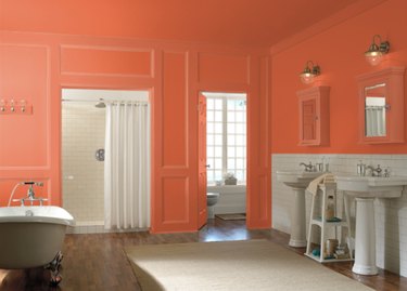 behr emergency zone paint color, still image of bathroom
