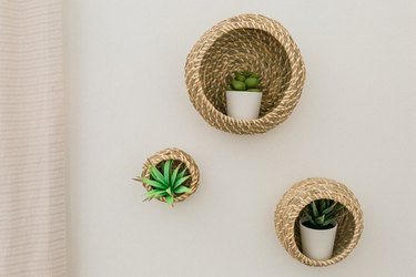 wall baskets with plants