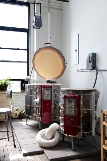 two kilns in studio space