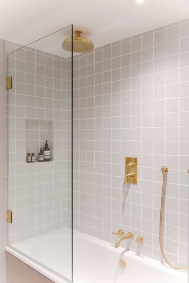 gray tile shower