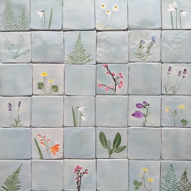 Pressed botanicals tile
