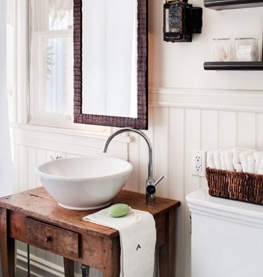 What's old is new again with bead-board and a reworked vintage vanity.