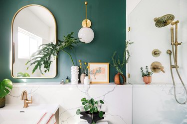 forest green and white bathroom color idea