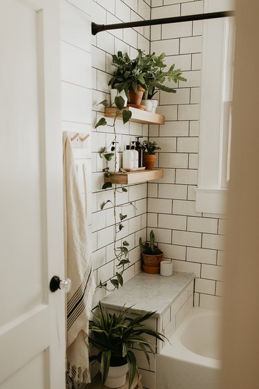 wood shower shelves