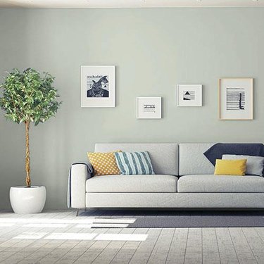 living room space with gray couch