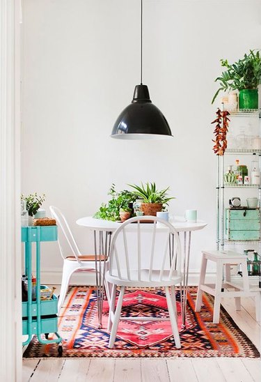 Bohemian Dining Room with industrial flair