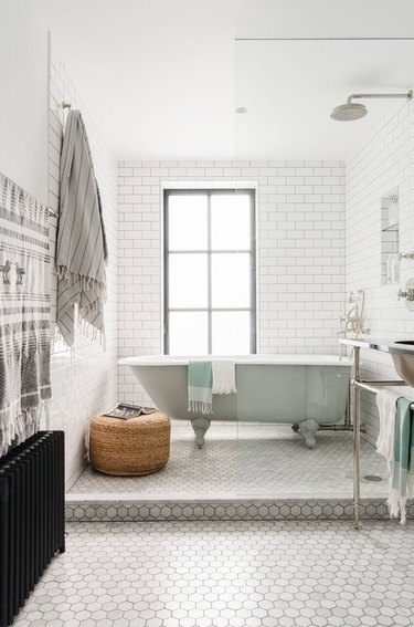 walk-in bathtub shower combination with clawfoot tub