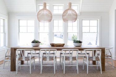 modern beach chic dining room with farm style table