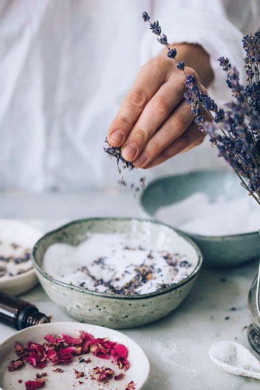 Add dried herbs to DIY Bath Salts