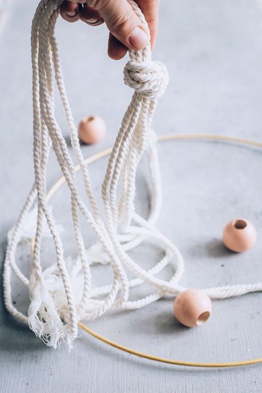 Making knots for Herb Drying Rack