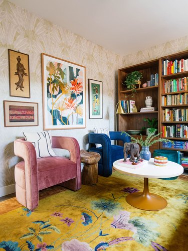 Jewel tone midcentury modern colors in home office