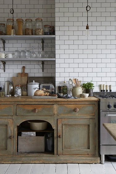 Luxury Black Kitchen with Distressed Cabinets