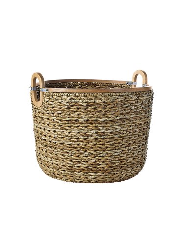 Circular seagrass basket with two handles