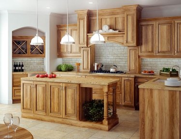 kitchen with wood cabinets