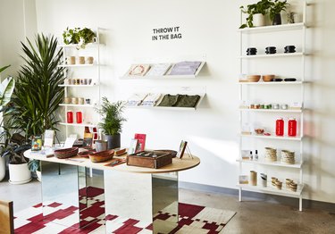 photo of shelves and table with merchandise