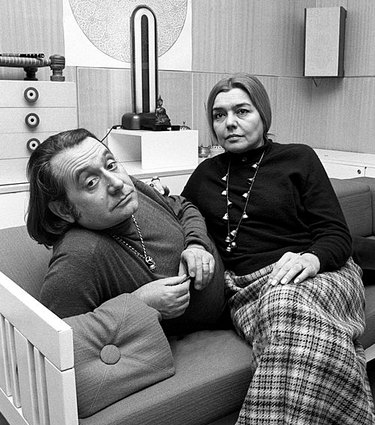 Ettore Sottsass and Fernanda Pivano at their home in Milan in 1969.