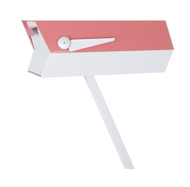 Pink and white midcentury modern mailbox in retro design