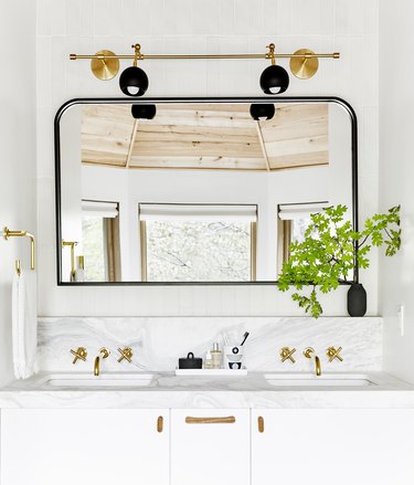 White marble Backsplash Emily Henderson