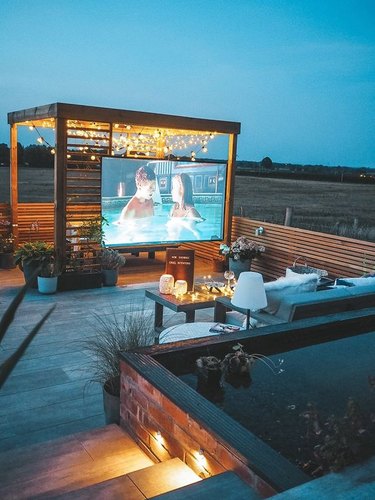 Cinema outdoors with Mediterranean lighting