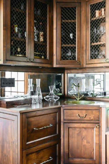 hickory cabinets with glass doors