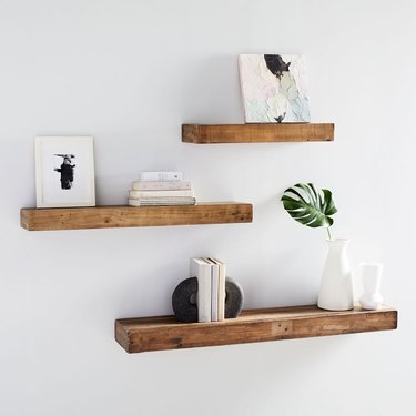 recycled wood floating shelves