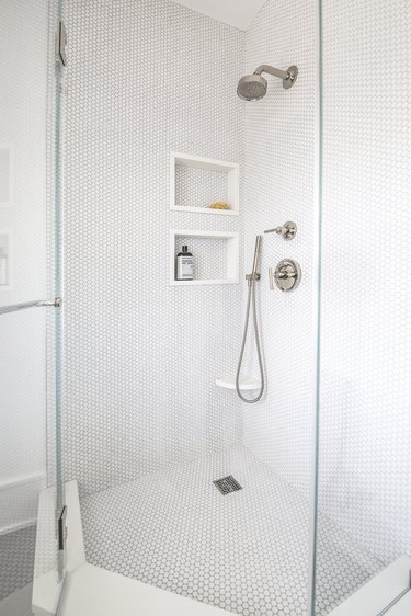 White Penny Tile in shower