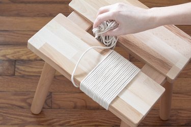 Wrapping cotton cord around seat