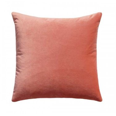 Square peach velvet throw pillow