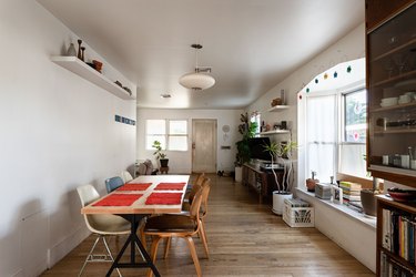 Dining area with hardwood floors