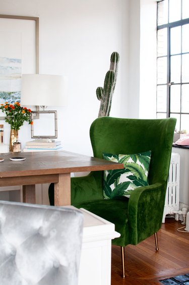 green velvet chair