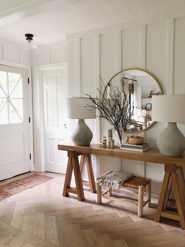 clean entryway with farmhouse style