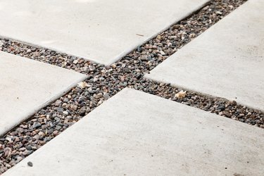 close up of concrete pavers outside