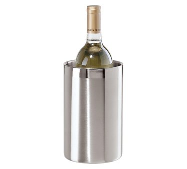 silver stainless steel wine cooler